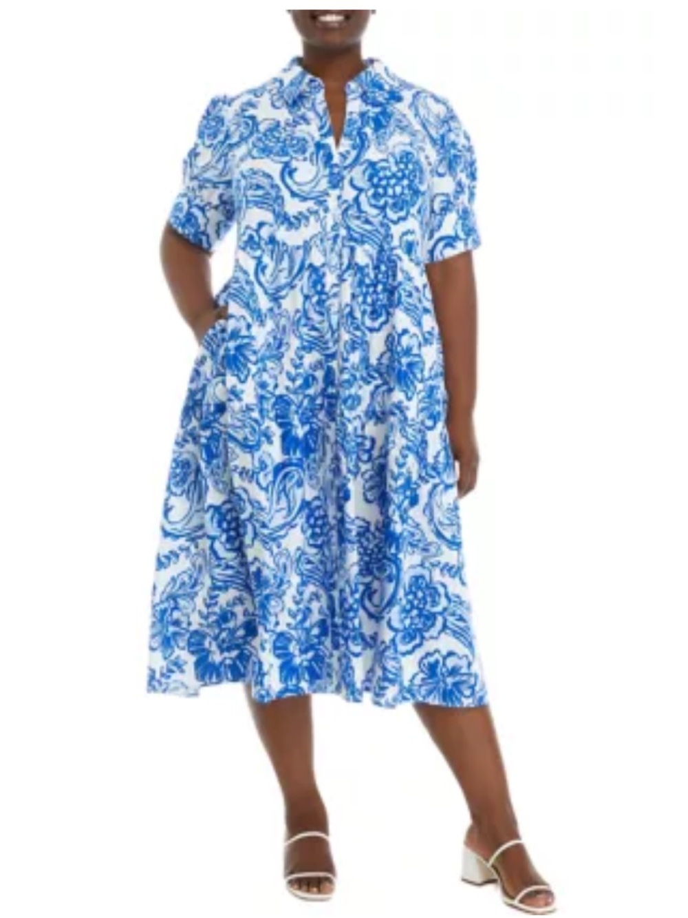 Crown & Ivy Plus Size Puff Sleeve Floral
Tiered Dress